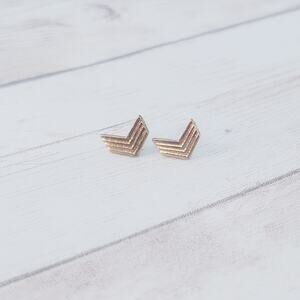 Stud Earrings - Gold Tone Chevron